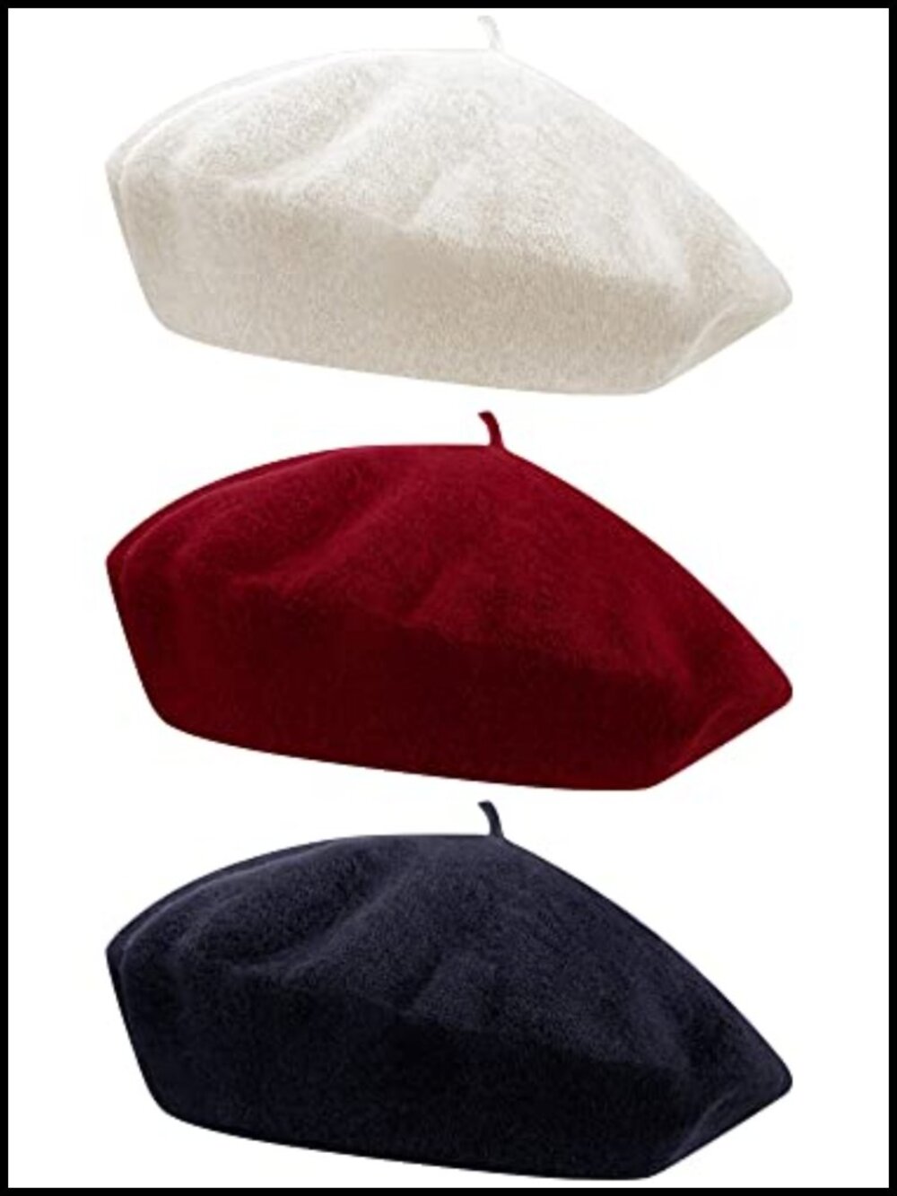 Wool Beret Hats Set French Style Warm Winter Caps for Women